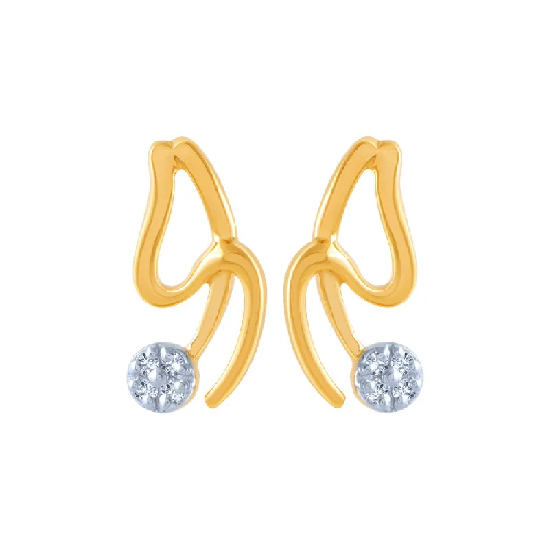 18k (750) Yellow Gold And Diamond Stud Earrings For Women