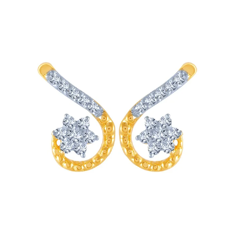 18k (750) Yellow Gold And Diamond Stud Earrings For Women