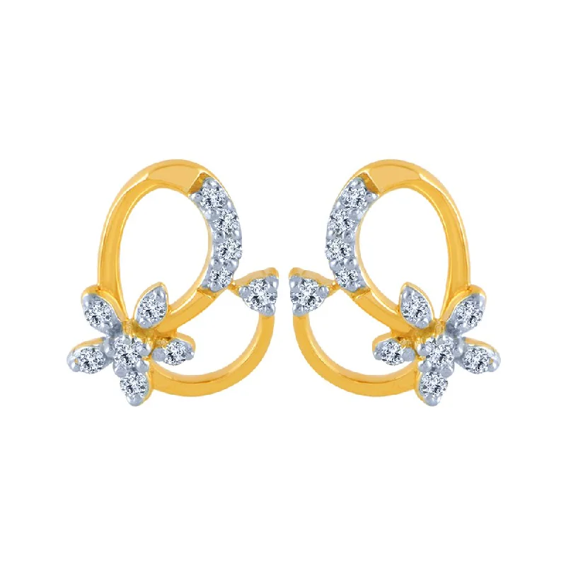 18k (750) Yellow Gold And Diamond Stud Earrings For Women