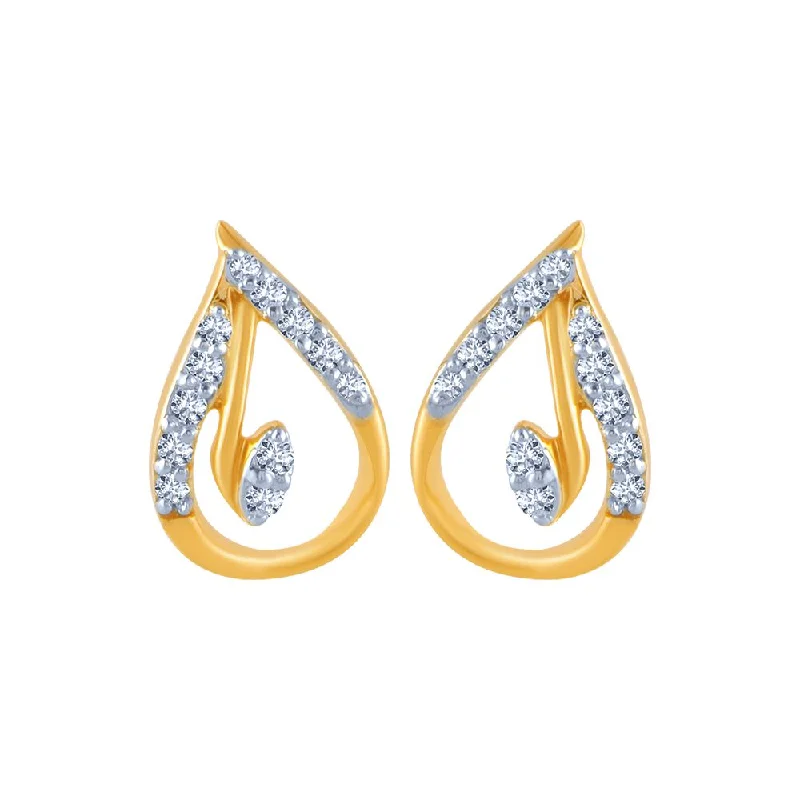 18k (750) Yellow Gold And Diamond Stud Earrings For Women