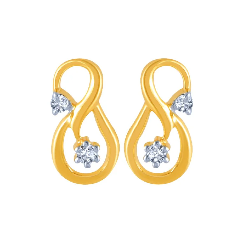 18k (750) Yellow Gold And Diamond Stud Earrings For Women