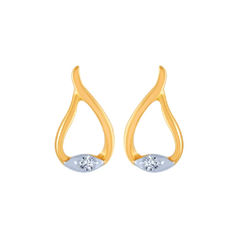 18k (750) Yellow Gold And Diamond Stud Earrings For Women