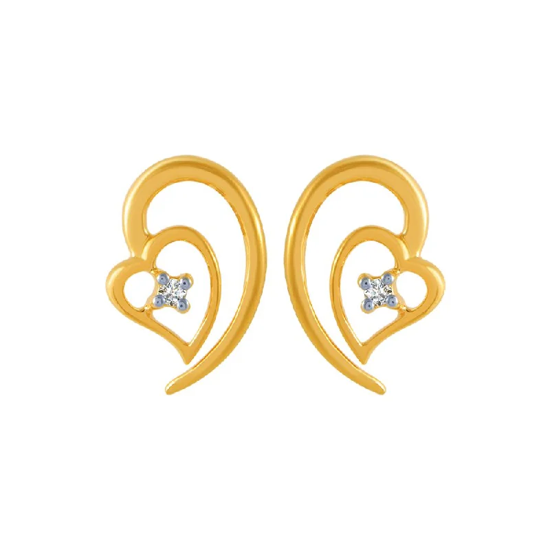 18k (750) Yellow Gold And Diamond Stud Earrings For Women