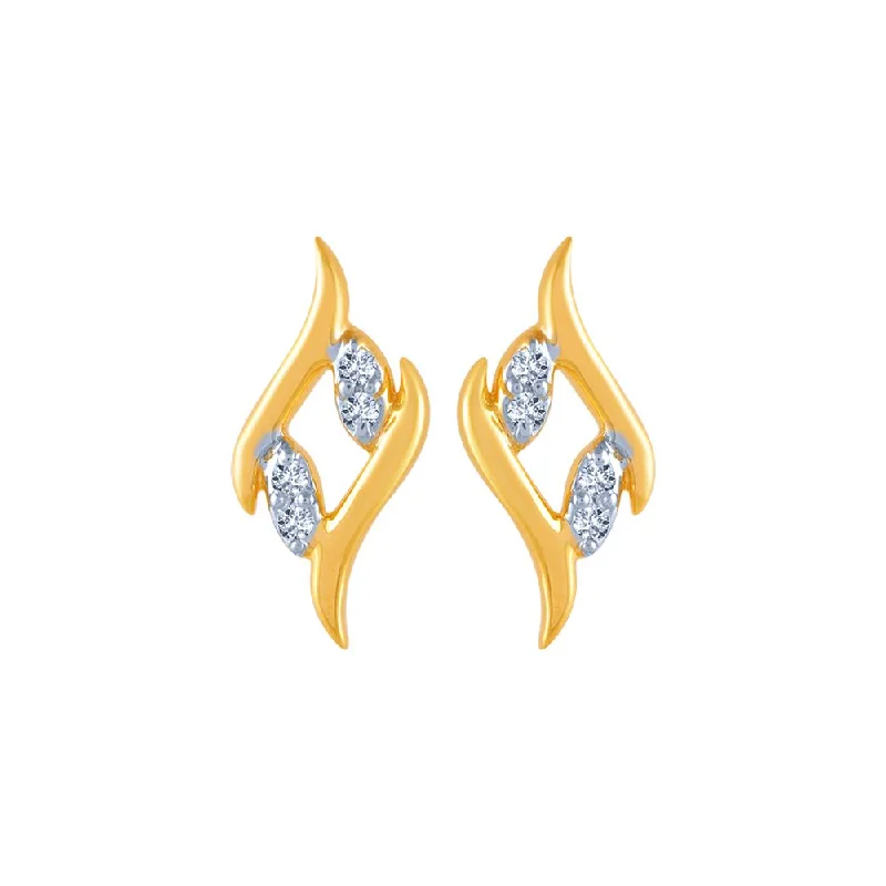 18k (750) Yellow Gold And Diamond Stud Earrings For Women