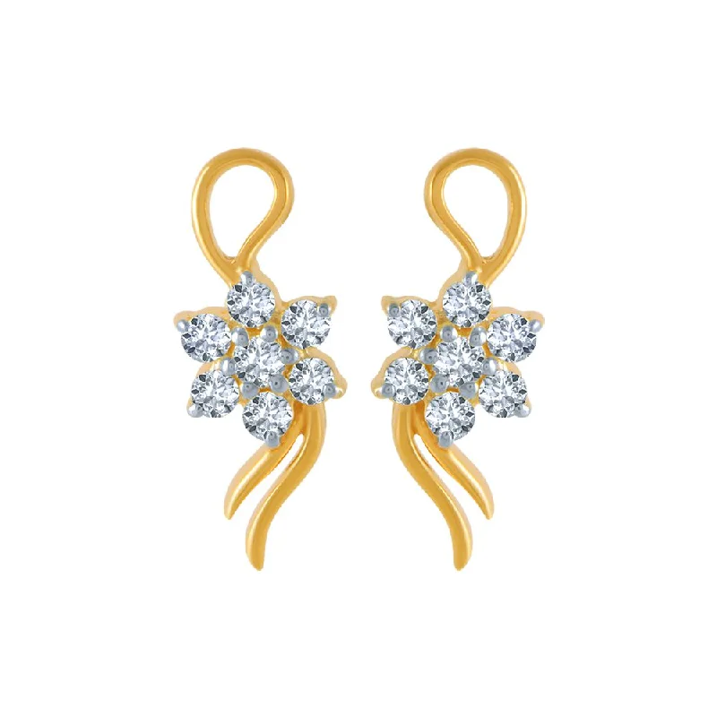 18k (750) Yellow Gold And Diamond Stud Earrings For Women