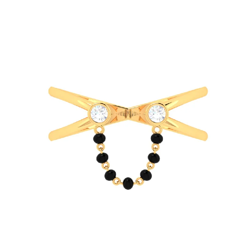 18k Dainty Gold Mangalsutra Ring With Two Diamonds From Pc Chandra