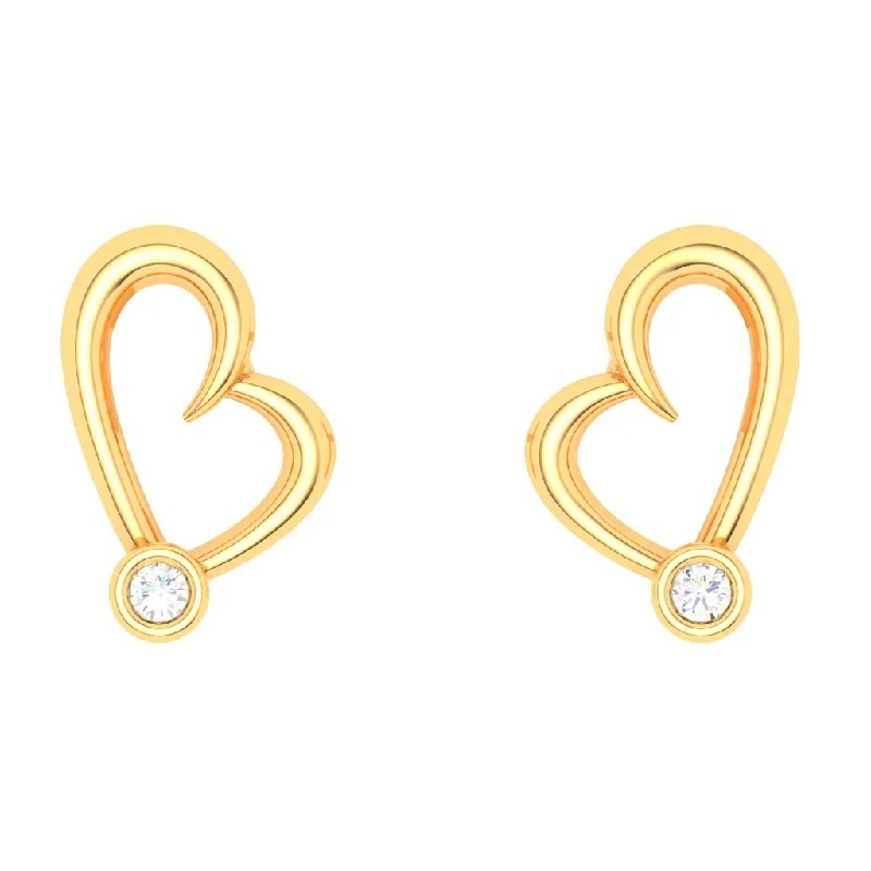 18k Gold And Diamond Heart Shape Stud Earrings From Diamond Collection