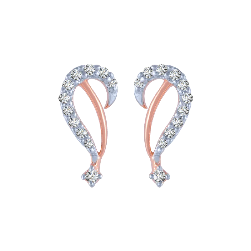 18KT (750) Rose Gold And Diamond Stud Earrings For Women