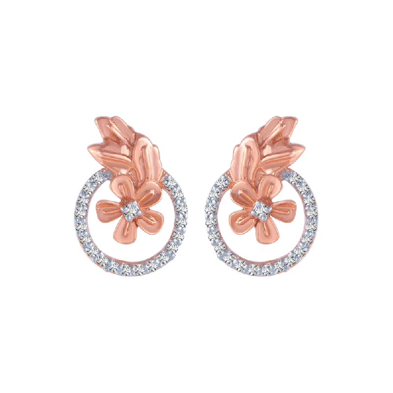 18KT (750) Rose Gold And Diamond Stud Earrings For Women