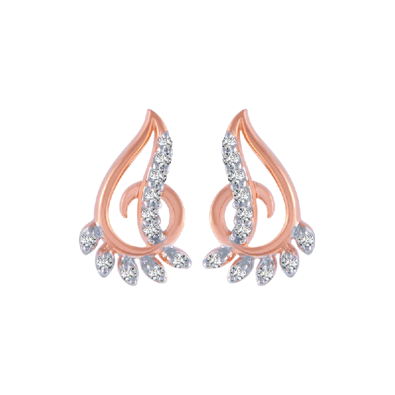 18KT (750) Rose Gold And Diamond Stud Earrings For Women