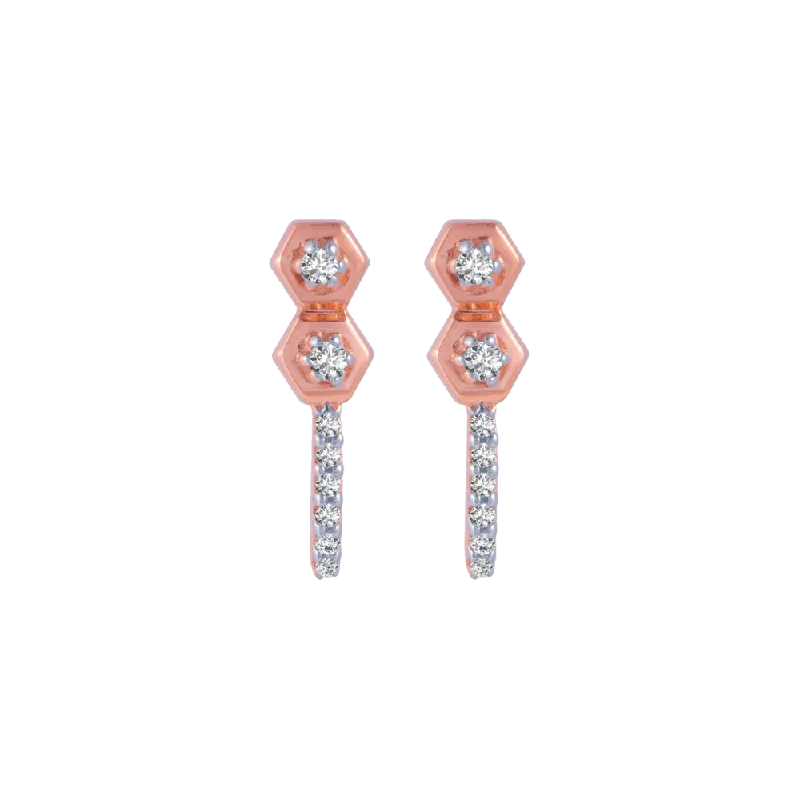 18KT (750) Rose Gold And Diamond Stud Earrings For Women