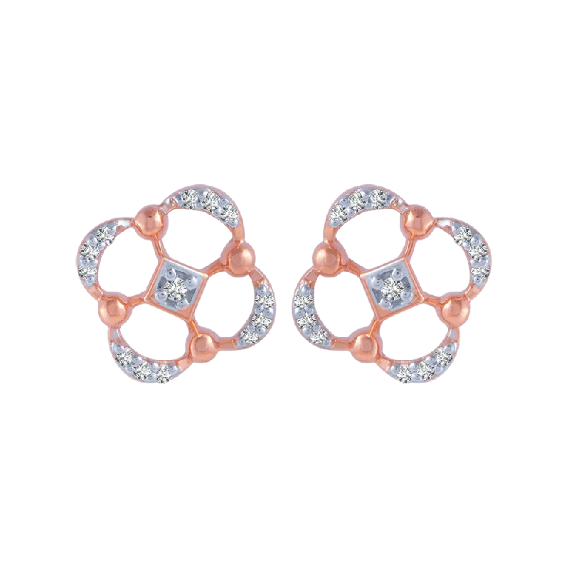 18KT (750) Rose Gold And Diamond Stud Earrings For Women