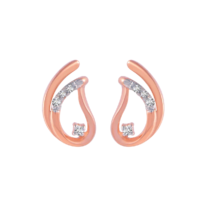 18KT (750) Rose Gold And Diamond Stud Earrings For Women