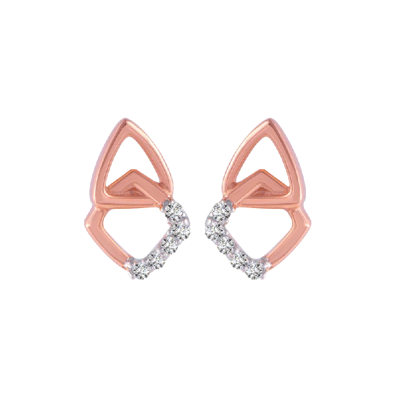 18KT (750) Rose Gold And Diamond Stud Earrings For Women