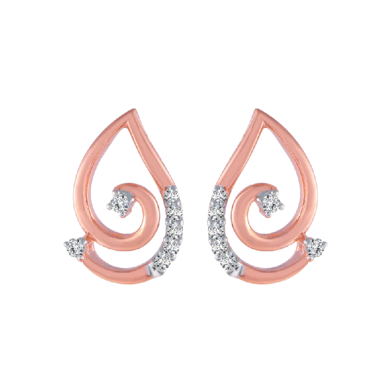 18KT (750) Rose Gold And Diamond Stud Earrings For Women