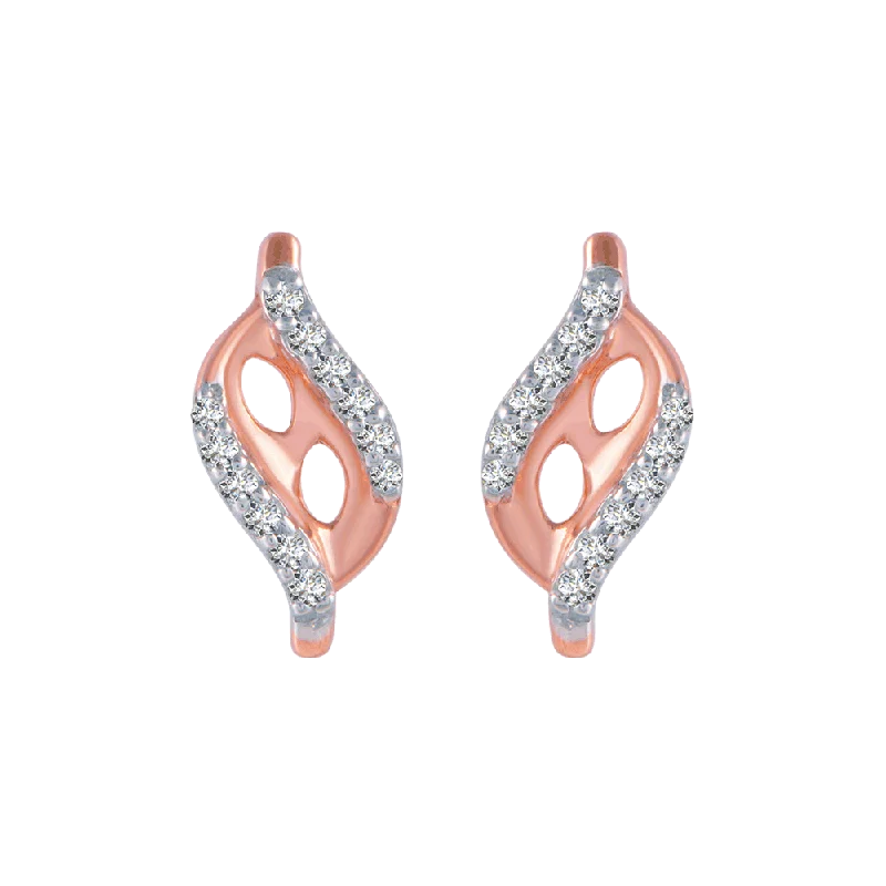 18KT (750) Rose Gold And Diamond Stud Earrings For Women