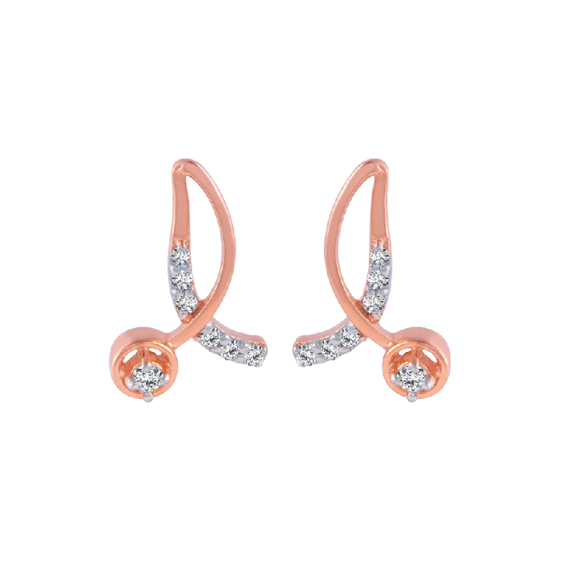 18KT (750) Rose Gold And Diamond Stud Earrings For Women