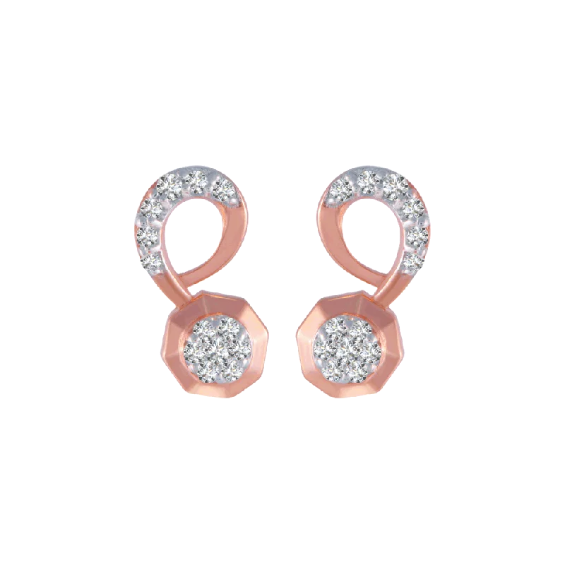 18KT (750) Rose Gold And Diamond Stud Earrings For Women