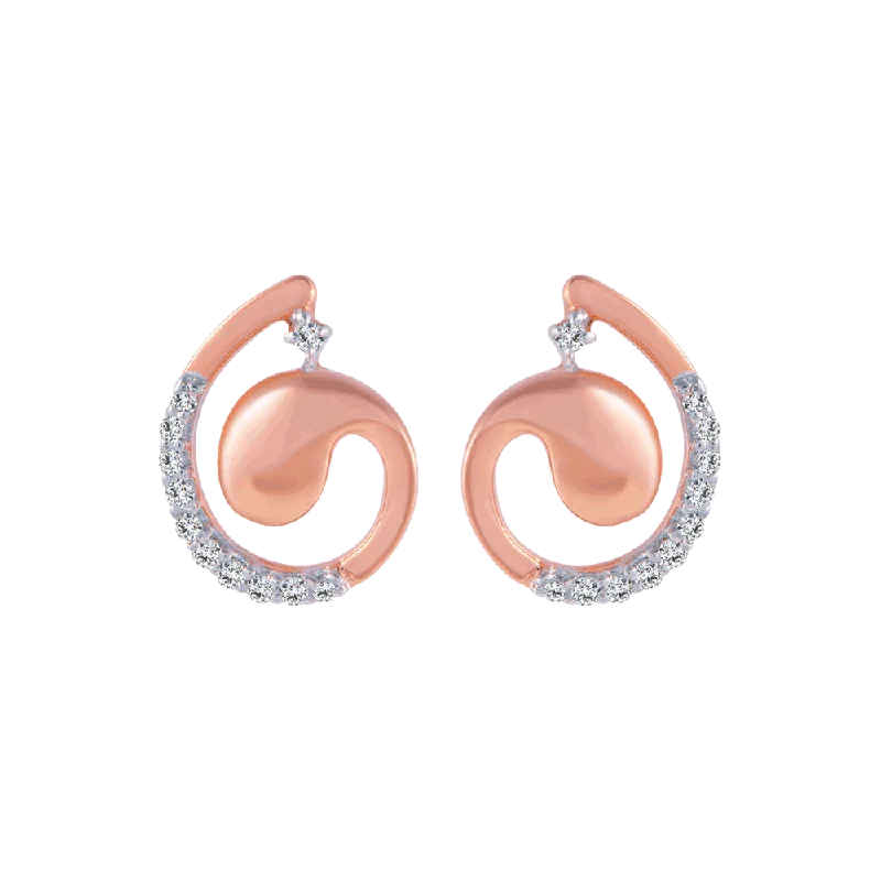 18KT (750) Rose Gold And Diamond Stud Earrings For Women