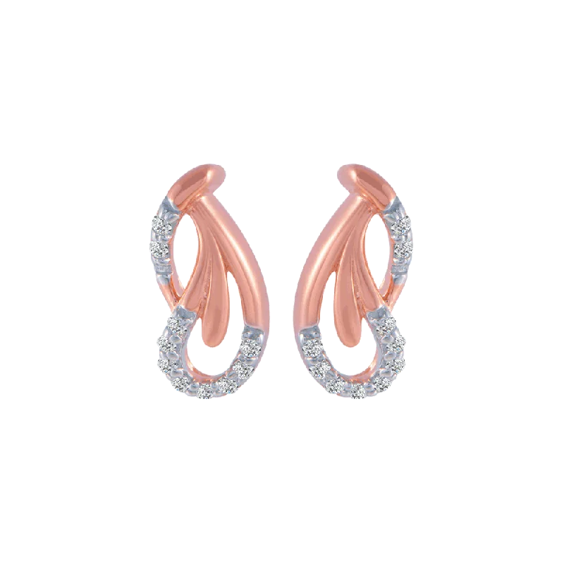 18KT (750) Rose Gold And Diamond Stud Earrings For Women