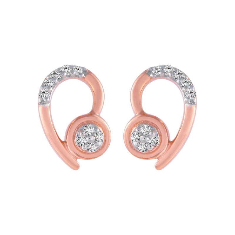 18KT (750) Rose Gold And Diamond Stud Earrings For Women