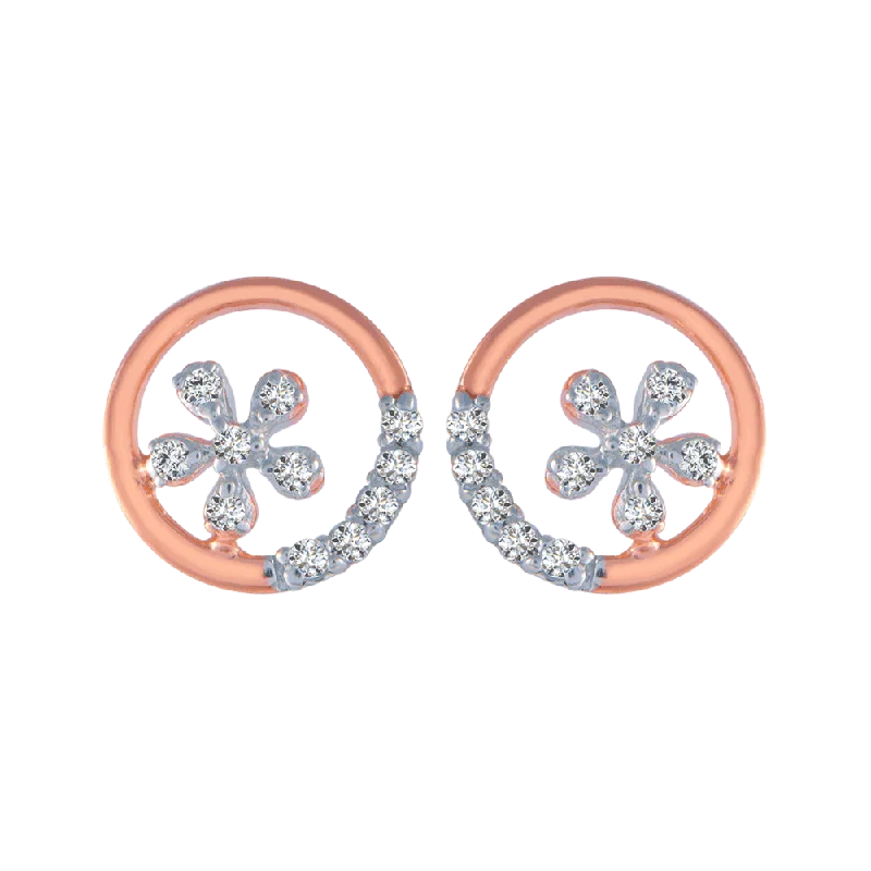 18KT (750) Rose Gold And Diamond Stud Earrings For Women