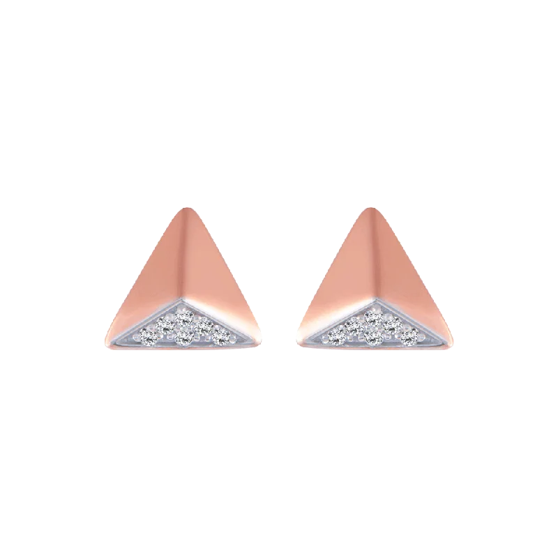 18KT (750) Rose Gold And Diamond Stud Earrings For Women