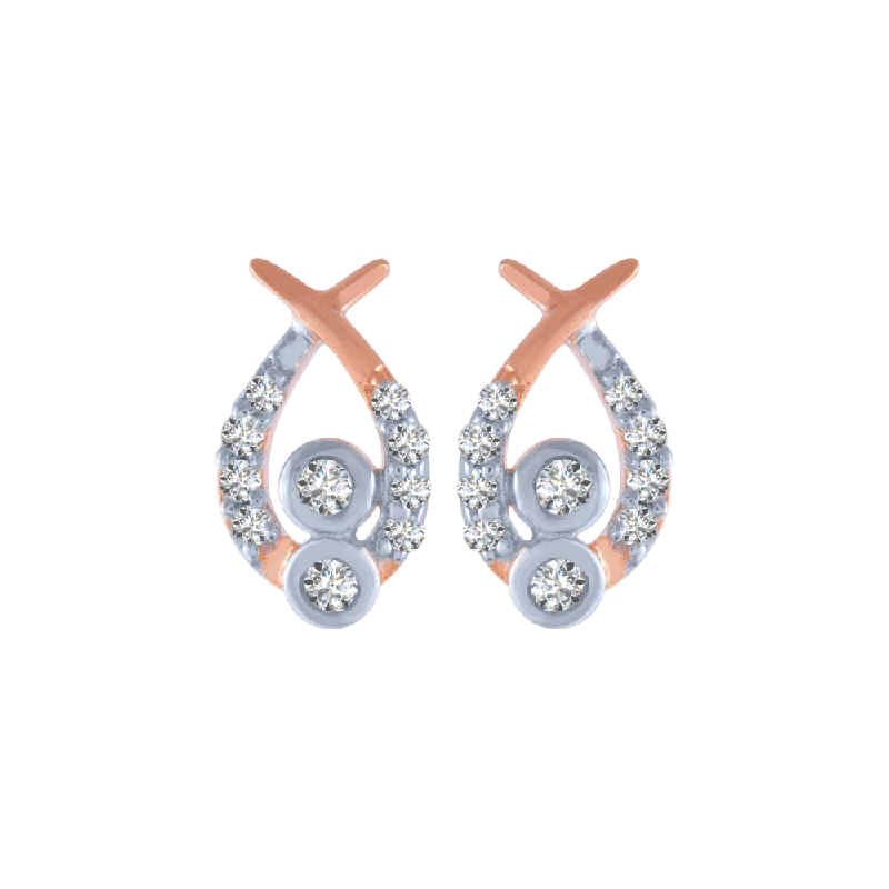 18KT (750) Rose Gold And Diamond Stud Earrings For Women