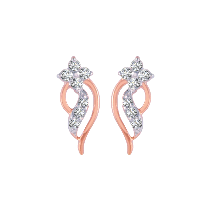 18KT (750) Rose Gold And Diamond Stud Earrings For Women