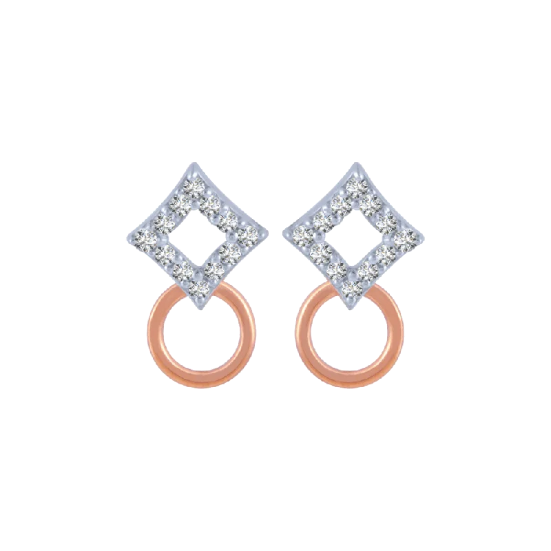 18KT (750) Rose Gold And Diamond Stud Earrings For Women