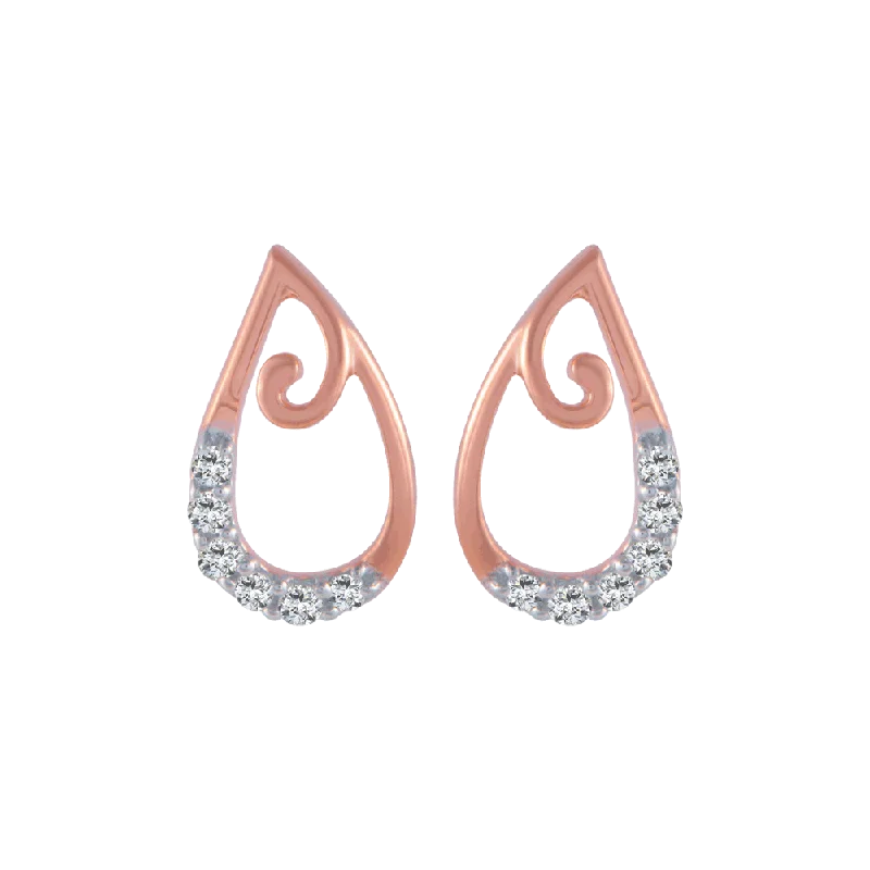 18KT (750) Rose Gold And Diamond Stud Earrings For Women