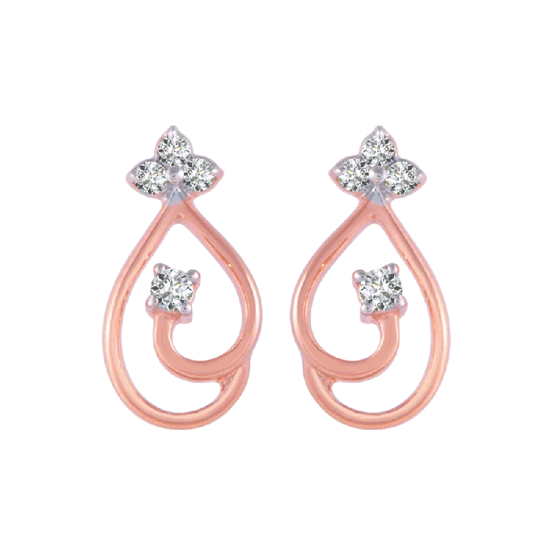 18KT (750) Rose Gold And Diamond Stud Earrings For Women