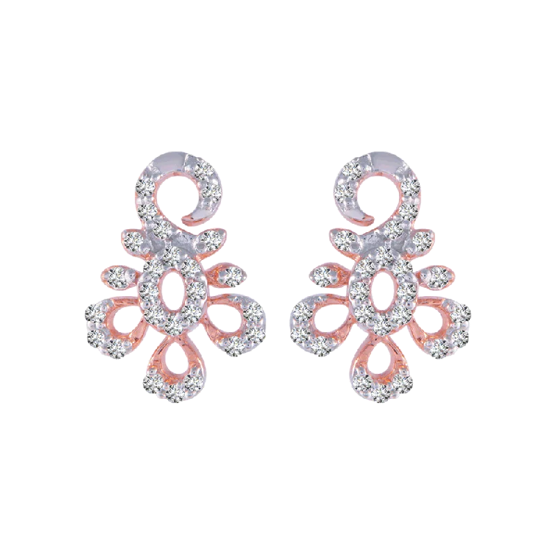 18KT (750) Rose Gold And Diamond Stud Earrings For Women