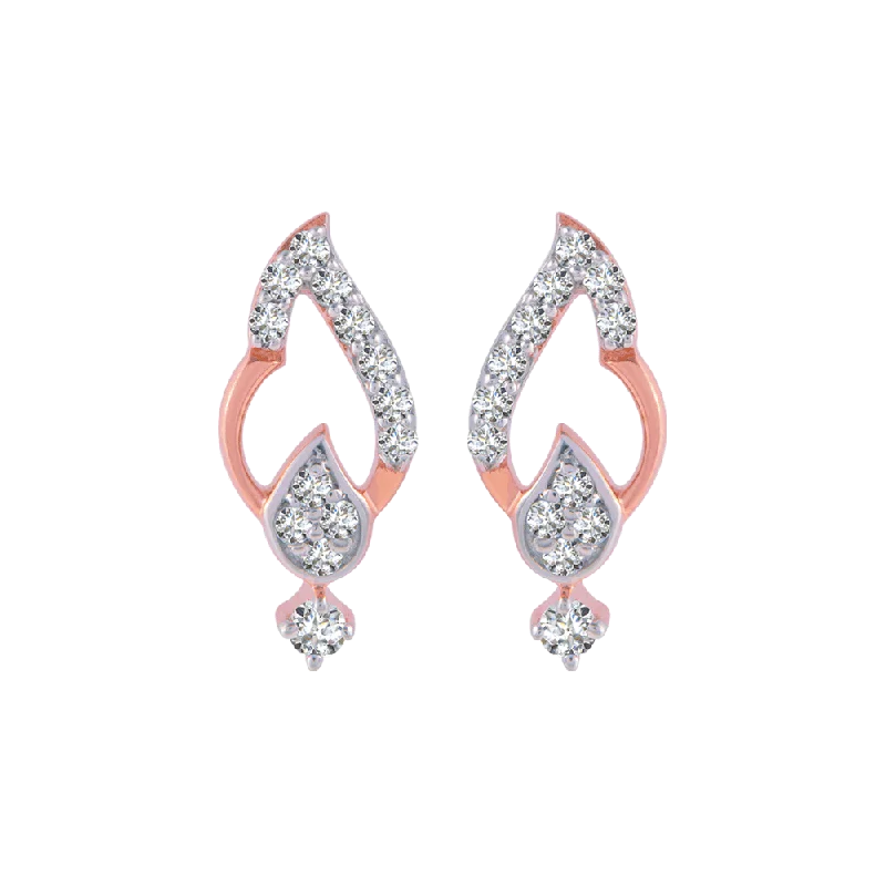 18KT (750) Rose Gold And Diamond Stud Earrings For Women