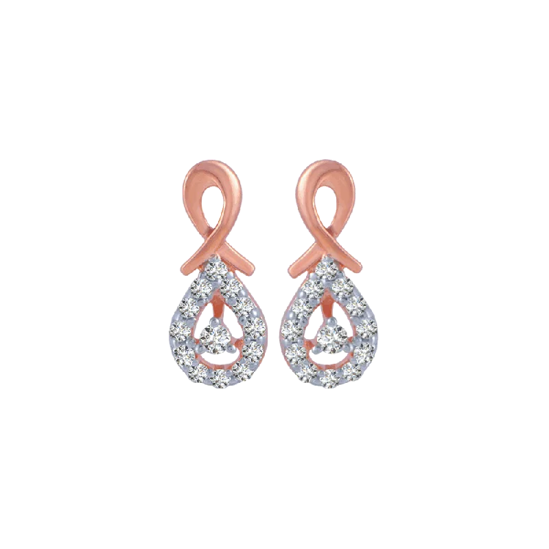 18KT (750) Rose Gold And Diamond Stud Earrings For Women