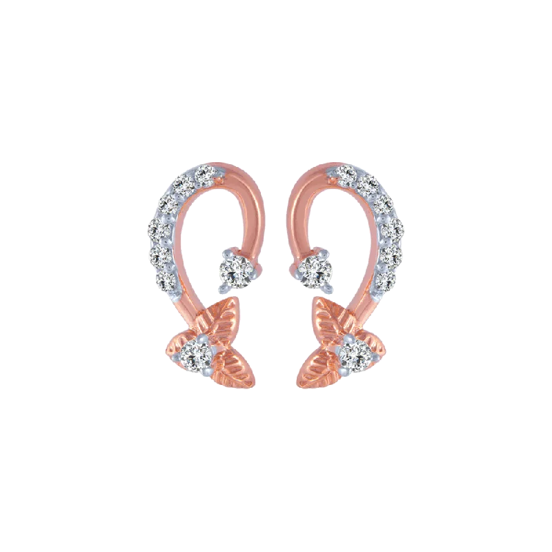 18KT (750) Rose Gold And Diamond Stud Earrings For Women