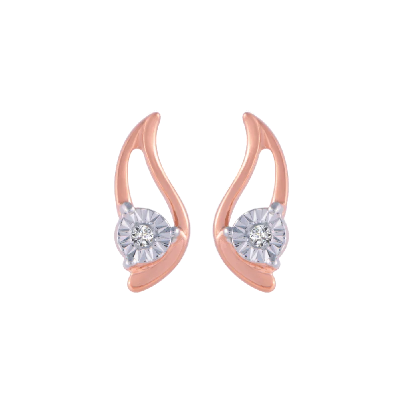 18KT (750) Rose Gold And Diamond Stud Earrings For Women