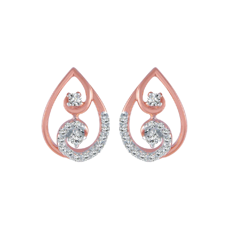 18KT (750) Rose Gold And Diamond Stud Earrings For Women