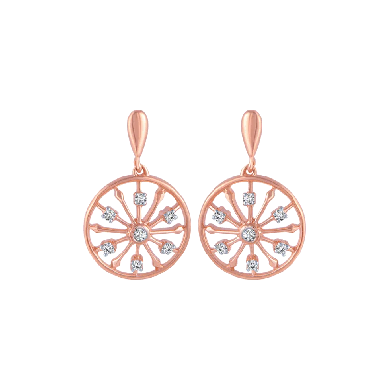 18KT (750) Rose Gold And Diamond Stud Earrings For Women