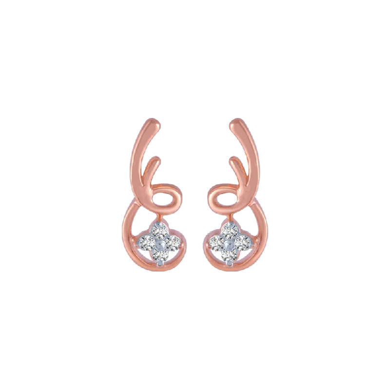 18KT (750) Rose Gold And Diamond Stud Earrings For Women