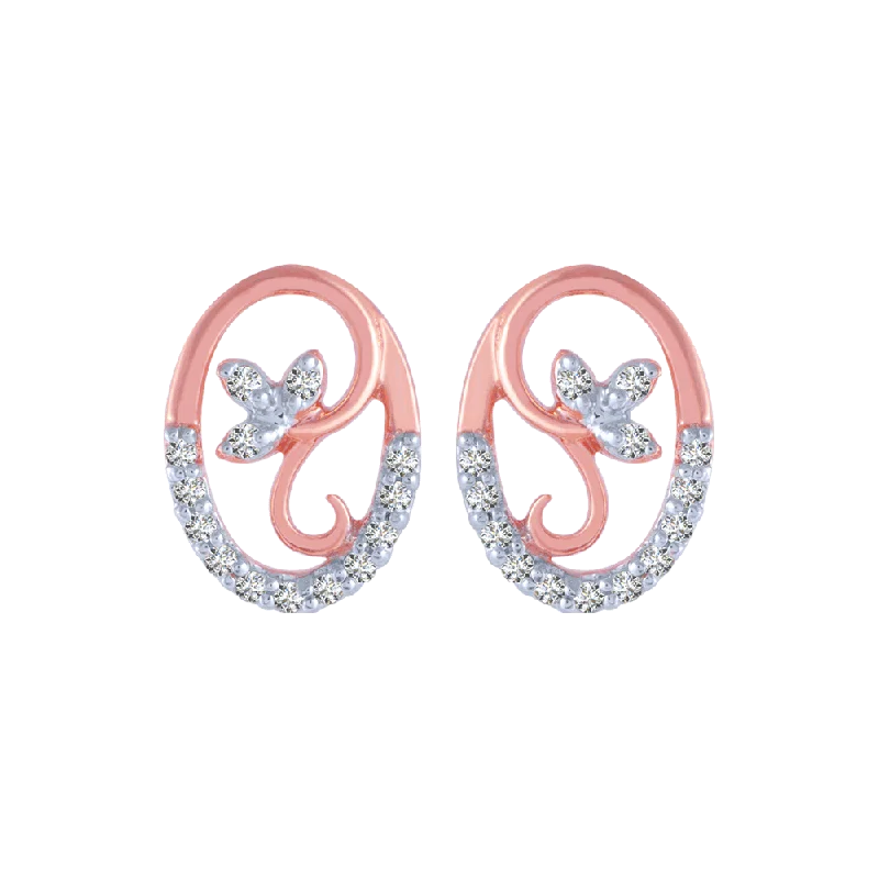 18KT (750) Rose Gold And Diamond Stud Earrings For Women