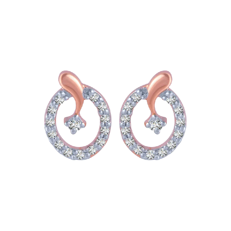 18KT (750) Rose Gold And Diamond Stud Earrings For Women