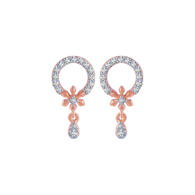 18KT (750) Rose Gold And Diamond Stud Earrings For Women