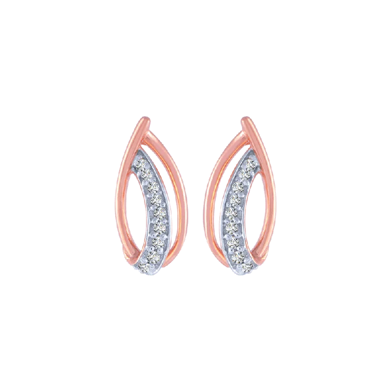 18KT (750) Rose Gold And Diamond Stud Earrings For Women