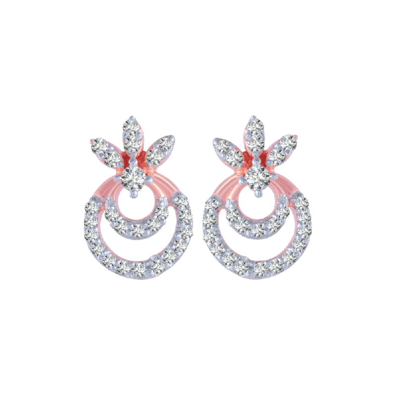 18KT (750) Rose Gold And Diamond Stud Earrings For Women