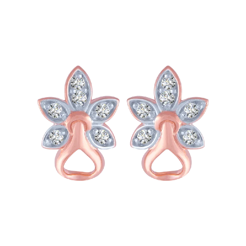 18KT (750) Rose Gold And Diamond Stud Earrings For Women