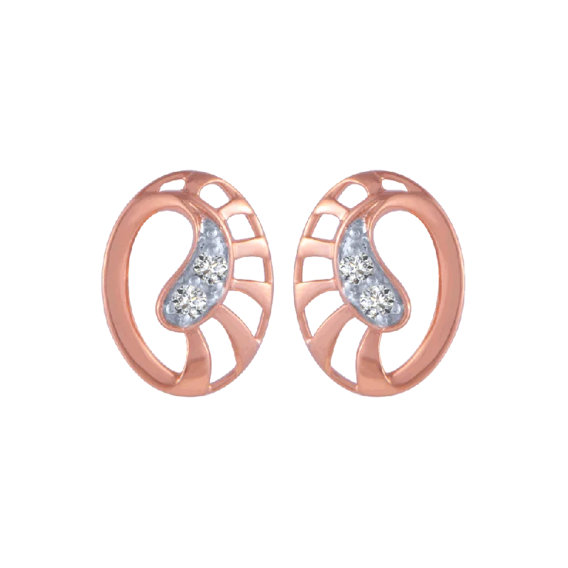 18KT (750) Rose Gold And Diamond Stud Earrings For Women