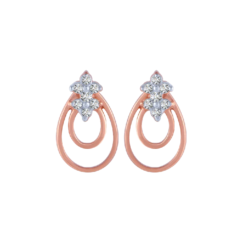 18KT (750) Rose Gold And Diamond Stud Earrings For Women