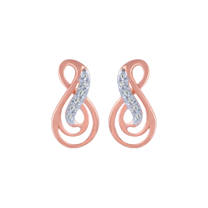 18KT (750) Rose Gold And Diamond Stud Earrings For Women