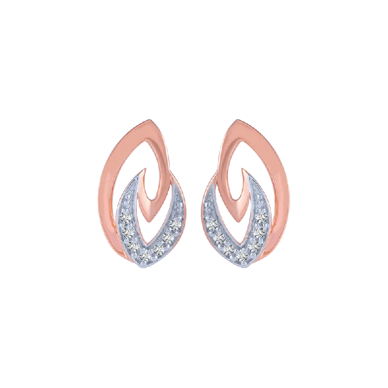 18KT (750) Rose Gold And Diamond Stud Earrings For Women